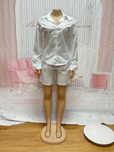 Casual Button Down Long Sleeve Shirt And Shorts Sets
