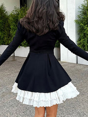 Elegant Sexy Lace Patchwork Ruffle Slim Dress