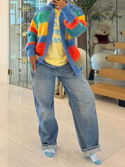 Casual Colorblock Hoodie Cardigan