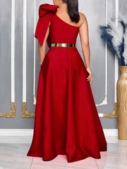 One Shoulder Bow Fashion High Waist Gowns Dress