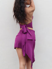 Sexy Halter Crop Top Asymmetric Mini Skirt Set