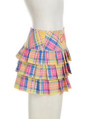 Fashion Plaid Letter Print Mini Skirt