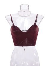 PU Lace Up Backless Cropped Tank Top