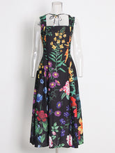 Fashion Print Embroider Slim Midi Dress