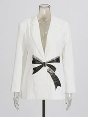 Fashion Bowknot Decorate Slim Blazer