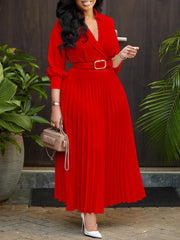Solid Color Slim Pleat Party Dress