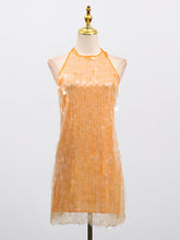Sexy Halterneck Lace-up Sequined Mini Dress