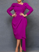 Skew Collar Pleat Slim Dress