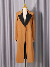 Fashion Contrast Color Lapel Collar Trench Coat
