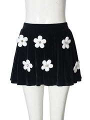 Fashion 3D Floral Decor Elastic Mini Skirt