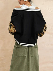 Casual Camouflage Patchwork Varsity Jacket
