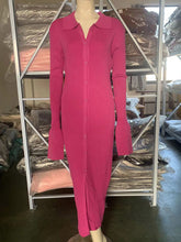 Casual Flared Sleeve V-Neck Button Knit Sweater Dress