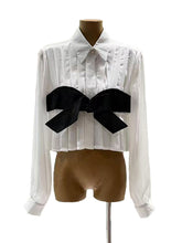 Fashion Patchwork Pleated Crop Blouse