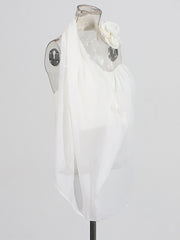 Backless Halter Cute Flower Asymmetrical Top