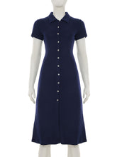 Fashion Turn-down Collar Button Slim Midi Dress