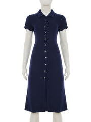 Fashion Turn-down Collar Button Slim Midi Dress