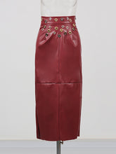 Vintage Elegant PU Leather Midi Skirt