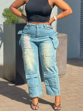 Casual High Waist Ripped Cargo Jeans