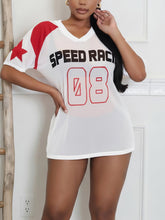 Casual Print V Neck Short Sleeve Jersey T-shirt