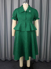 Elegant Jacquard Slim Top A-Line Skirt Party Sets