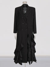 Solid Spliced Ruffles Loose Blazer Trench Coat