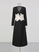 Fashion V Neck Embroidered Mesh Coat