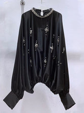 Rhinestone Embellished Loose Casual Blouse