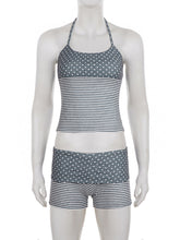 Casual Print Halter Crop Top And Shorts Two Piece Set