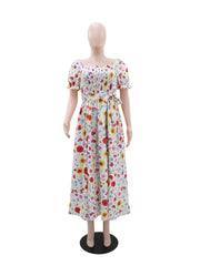 Fashion Square Collar Floral Print Holiday Casual Dress