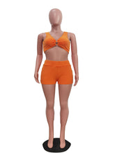 Sexy Knit Ribbed Tank Tops Shorts Two Pieces Sets