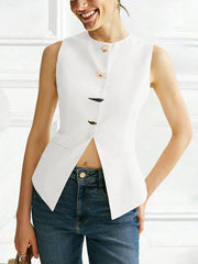 Fashion Metal Detail Split Vest Top