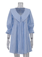 Casual V-neck Loose Plaid Dress