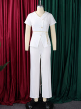 Fashion V-Neck Short Sleeve Asymmetrical Top Suit