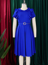Elegant Short Sleeve Ruffle Party Midi Dress