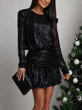 Fashion Round Neck Sequin Slim Fit Mini Dress