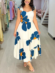 Fashion Casual Print Sleeveless A-Line Midi Dress