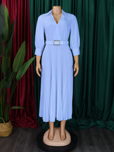 Elegant Casual V Neck Pleated Dress