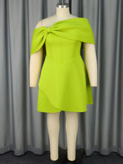 Off Shoulder Bow Top Tulip Hem Evening Party Dress