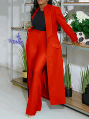 Elegant Lapel Collar Coat And Trousers Suit