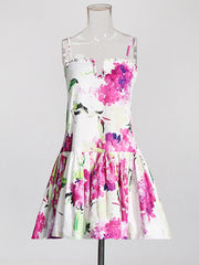 Sexy Floral Print Spaghetti Strap Mini Dress