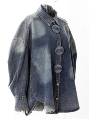 Fashion Luxury Oversized Denim Blouse