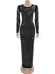Elegant O Neck Rhinestone Bodycon Party Club Dress
