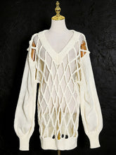 Solid Hollow Out Casual Loose Knit Sweater