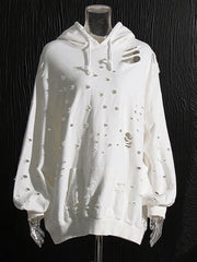 Casual Loose Ripped Pullover Hoodie