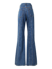 Casual Oblique Waist Spliced Jeans