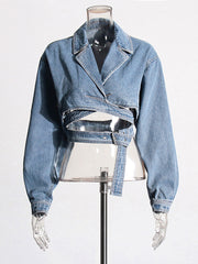 Fashion Hollow out Crop Denim Jacket Coat
