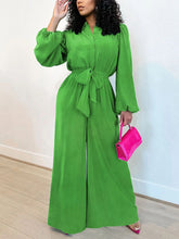 Casual Lace-up Loose Wide Leg Jumpsuit