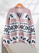 Elegant Jacquard Loose Knit Cardigan Sweater