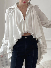 Solid Color Irregularity Crop Shirt