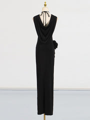 Sexy Hooded Appliqued Sleeveless Maxi Dress